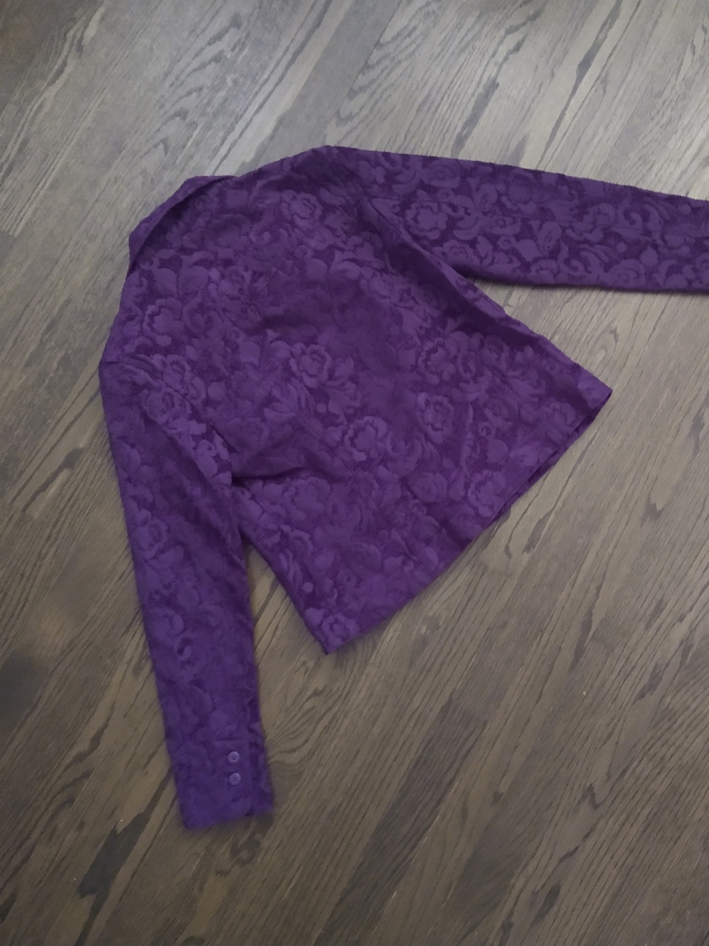 Purple Floral Textured Finish Button-Front Jacket - Picture 2 of 9